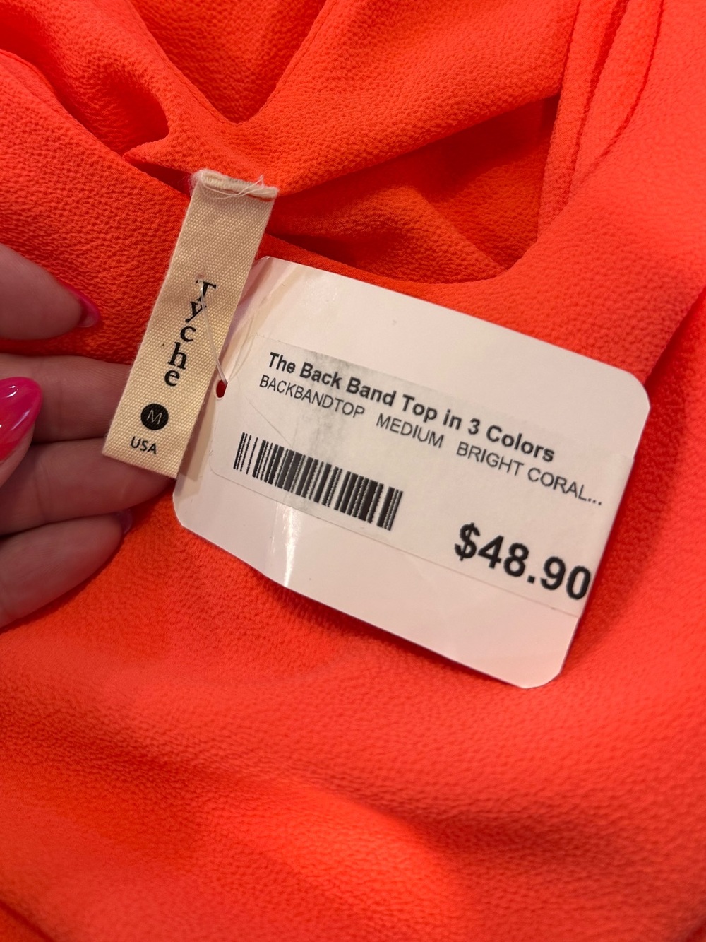 NWT Bright Coral Batwing V-Neck Top - Picture 3 of 3